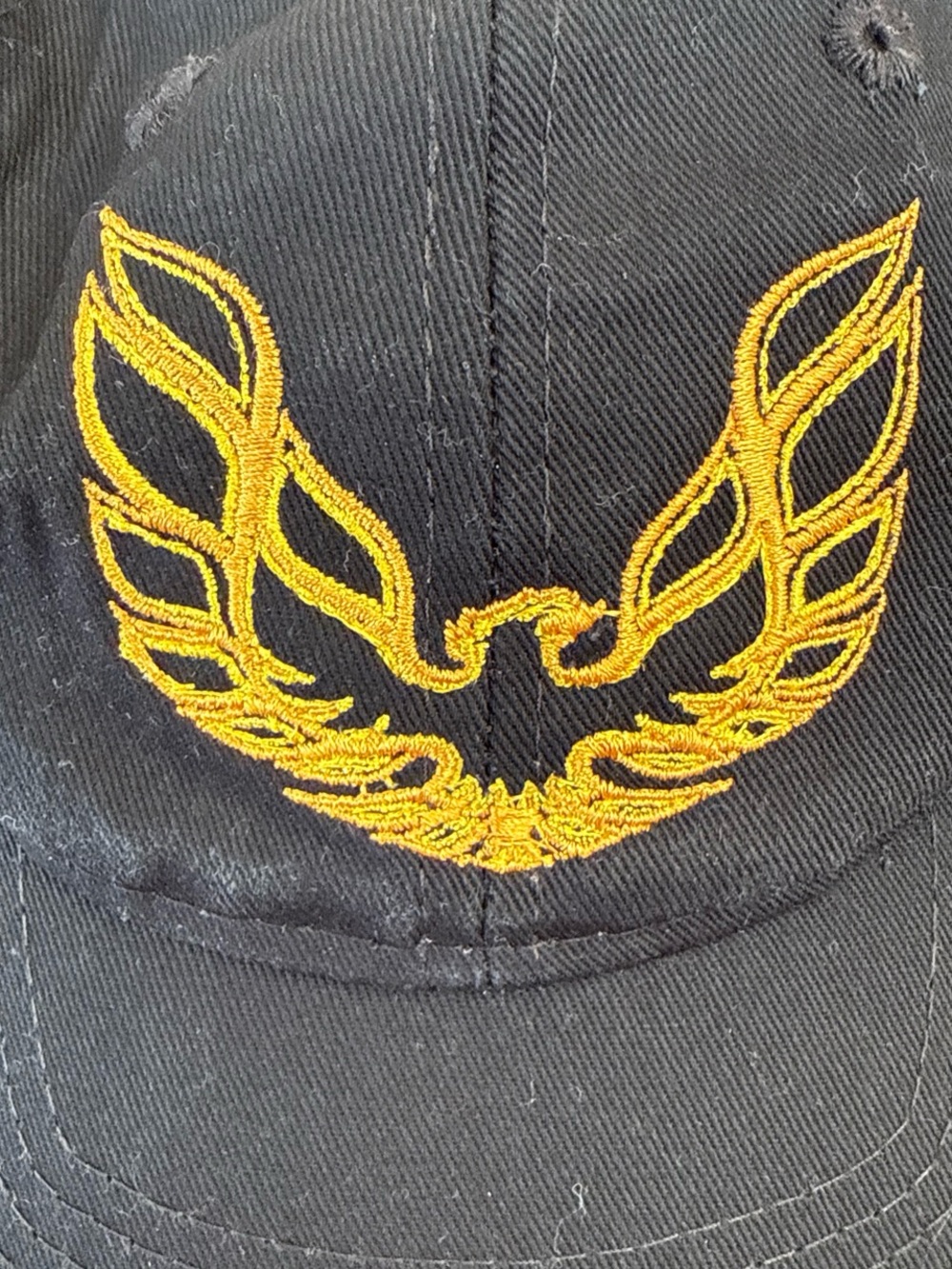 Black Baseball Hat with Gold Embroidered Eagle